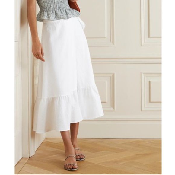 Reformation Dresses & Skirts - REFORMATION NWOT White Julep Linen Wrap Midi Skirt S
